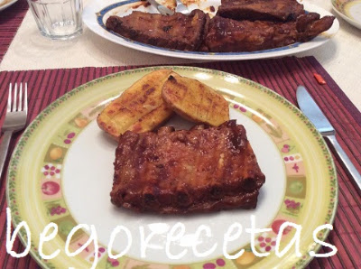Costillas asadas con ketchup y miel (falsa barbacoa)