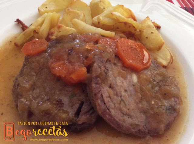 Carne rellena en salsa teriyaki