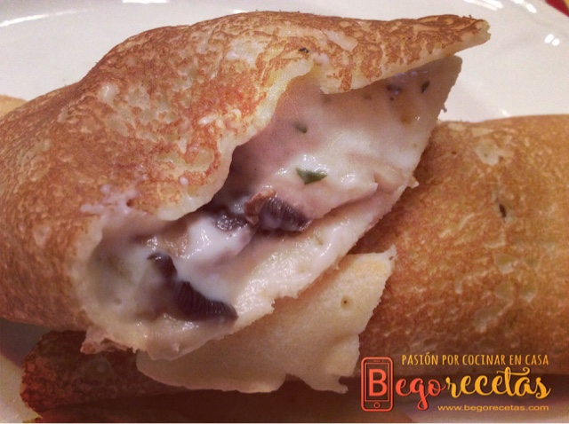 Crepes de bechamel y champiñón