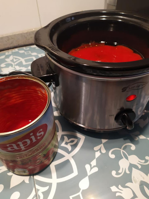 Salsa de tomate a la albahaca - Olla lenta
