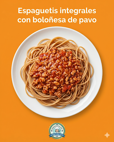 Espaguetis integrales con boloñesa de pavo