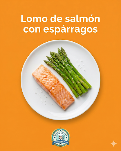 Lomo de salmón con espárragos
