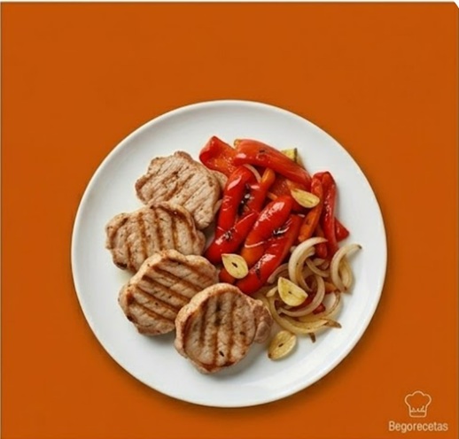 Lomo la plancha con pimientos asados un