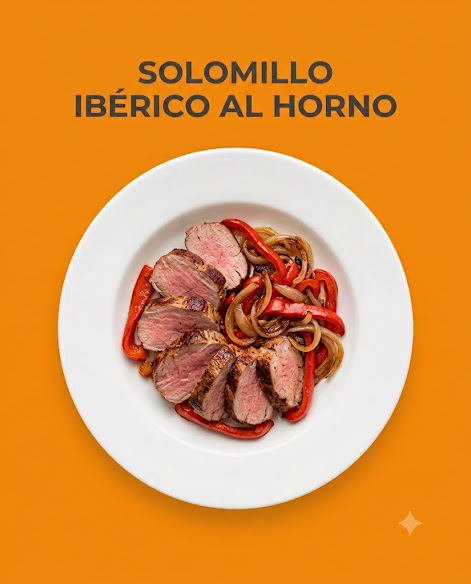 Solomillo Ibérico al Horno con Pimientos y Cebolla